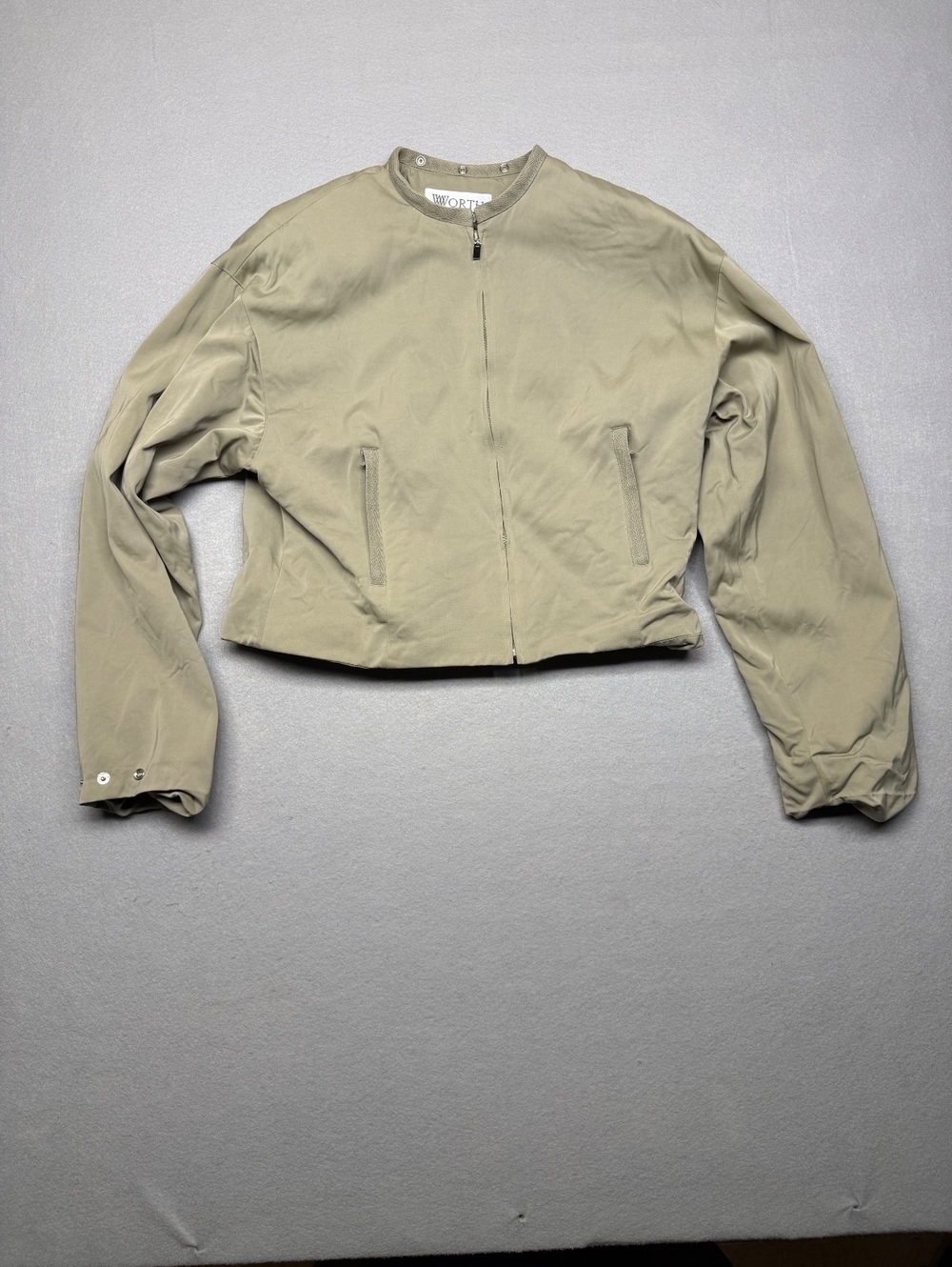 Worth Zip-Up Jacket Women Size 6 Beige Casual